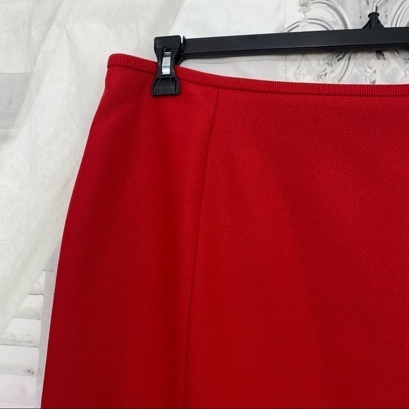 Calvin Klein Plus Bright Red Textured Suit Skirt Pencil Front Slits Festive NEW - Picture 3 of 9